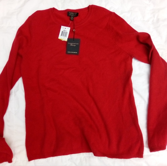 Charter Club Luxurious Red Cashmere Sweater - Picture 1 of 5